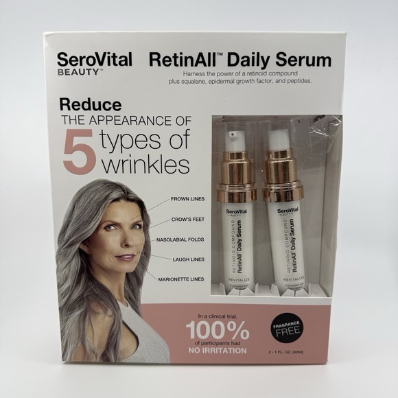 SeroVital RetinAll Daily Serum 2 PACK anti-aging Skincare, Fine Lines, Retinol - Picture 1 of 4